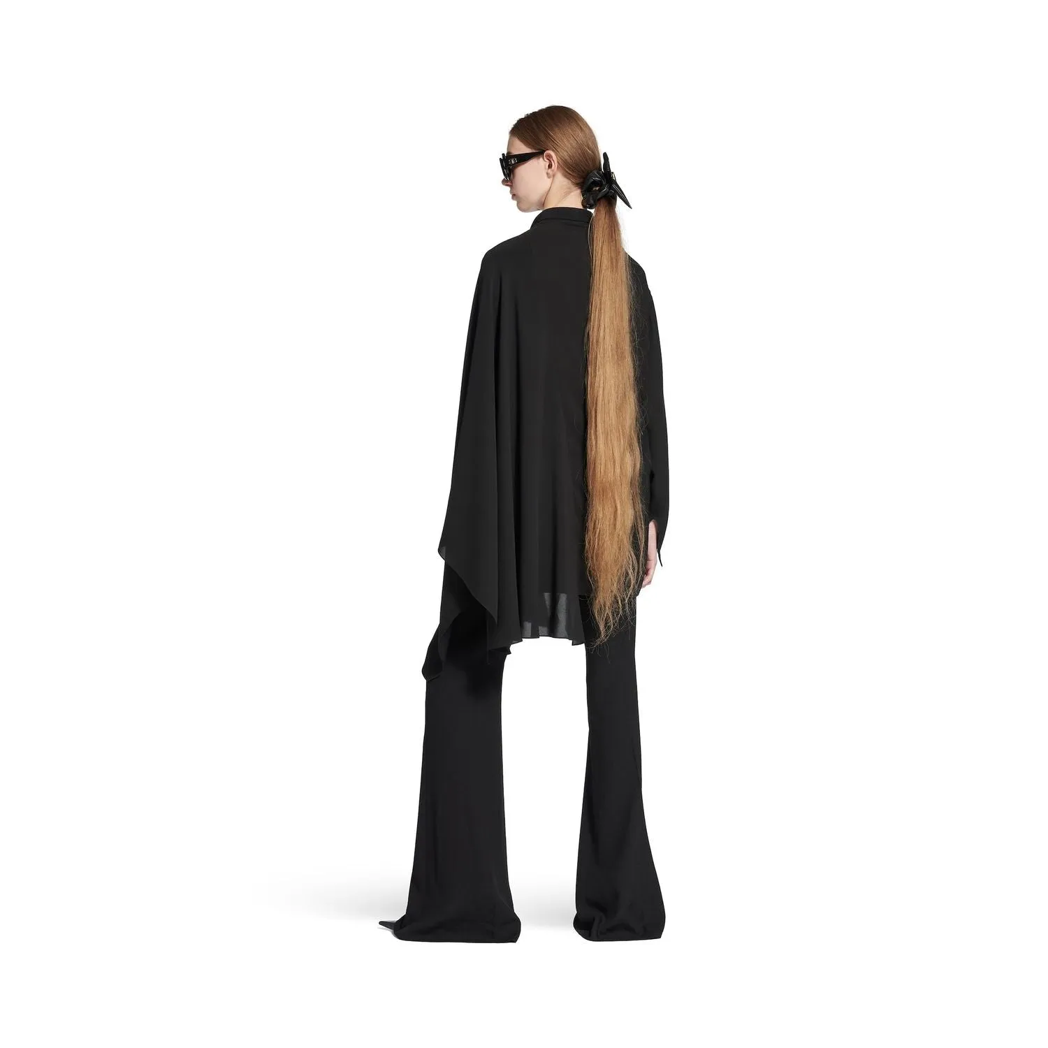 ASYMMETRIC BLACK SILK BLOUSE WITH SCARF sold by Lord & Taylor product image thumbnail 4
