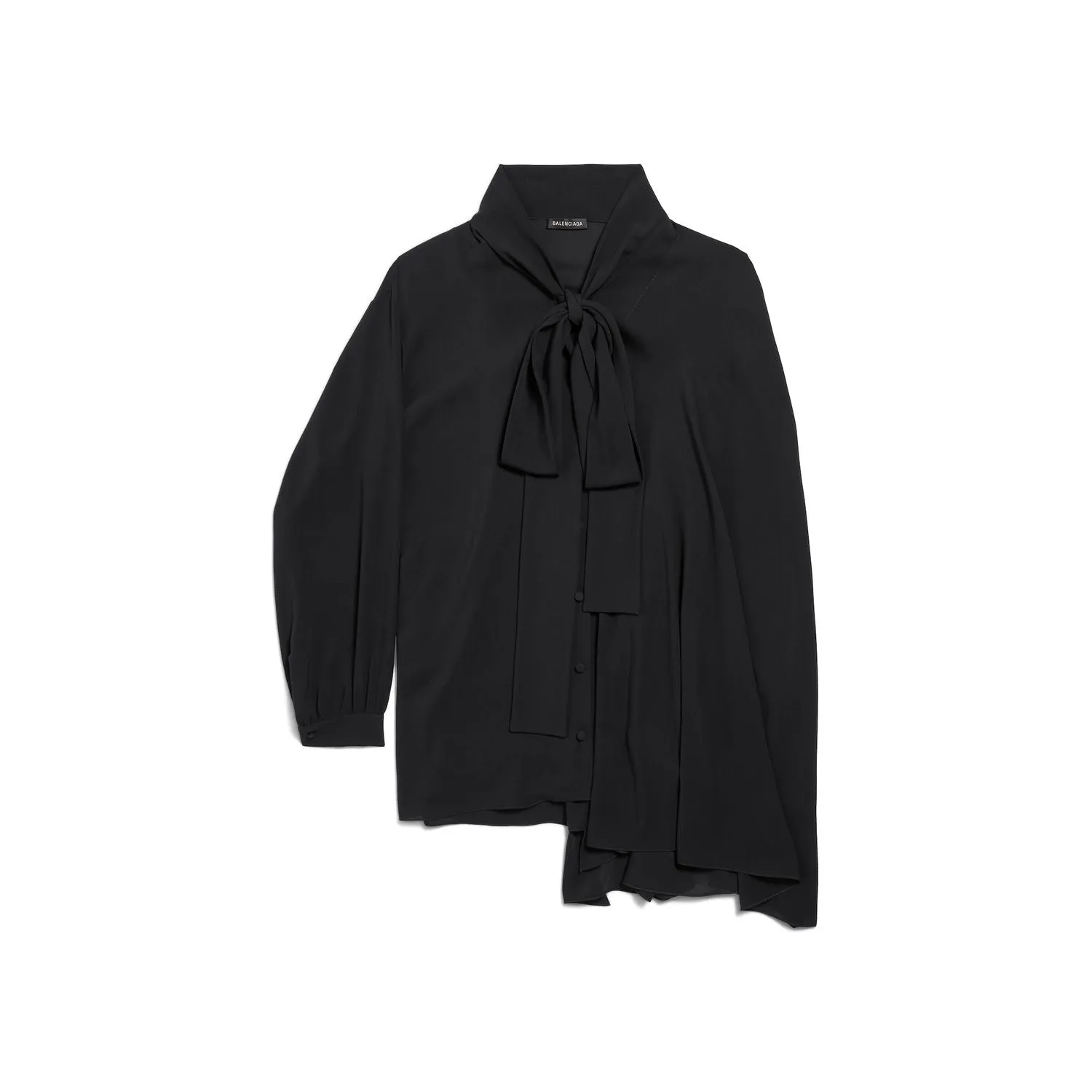ASYMMETRIC BLACK SILK BLOUSE WITH SCARF sold by Lord & Taylor