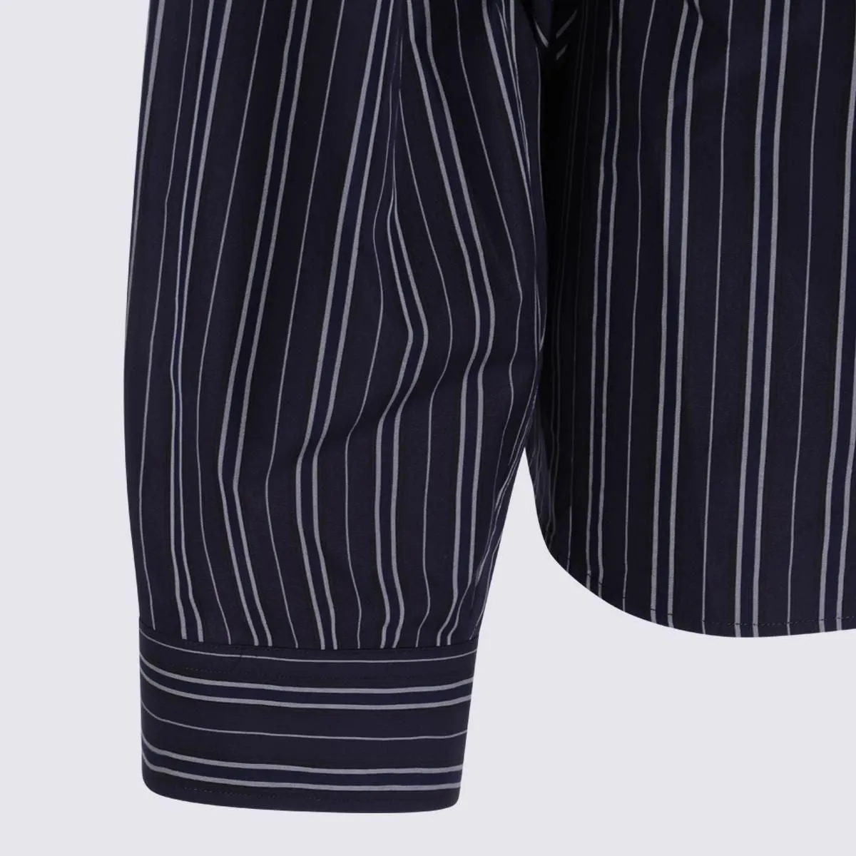 NAVY BLUE STRIPED COTTON SHIRT sold by Lord & Taylor product image thumbnail 4