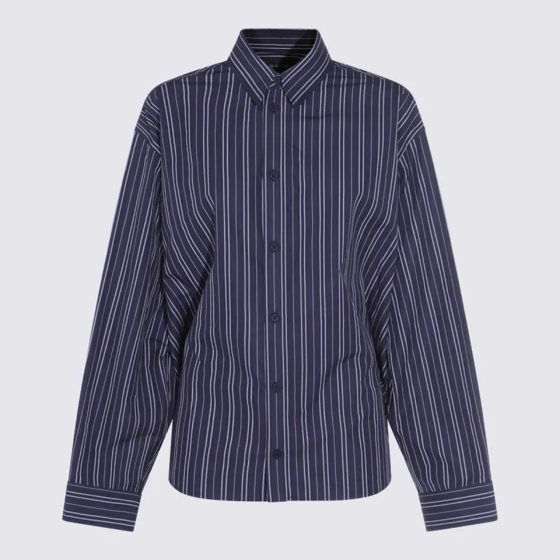NAVY BLUE STRIPED COTTON SHIRT made by Balenciaga