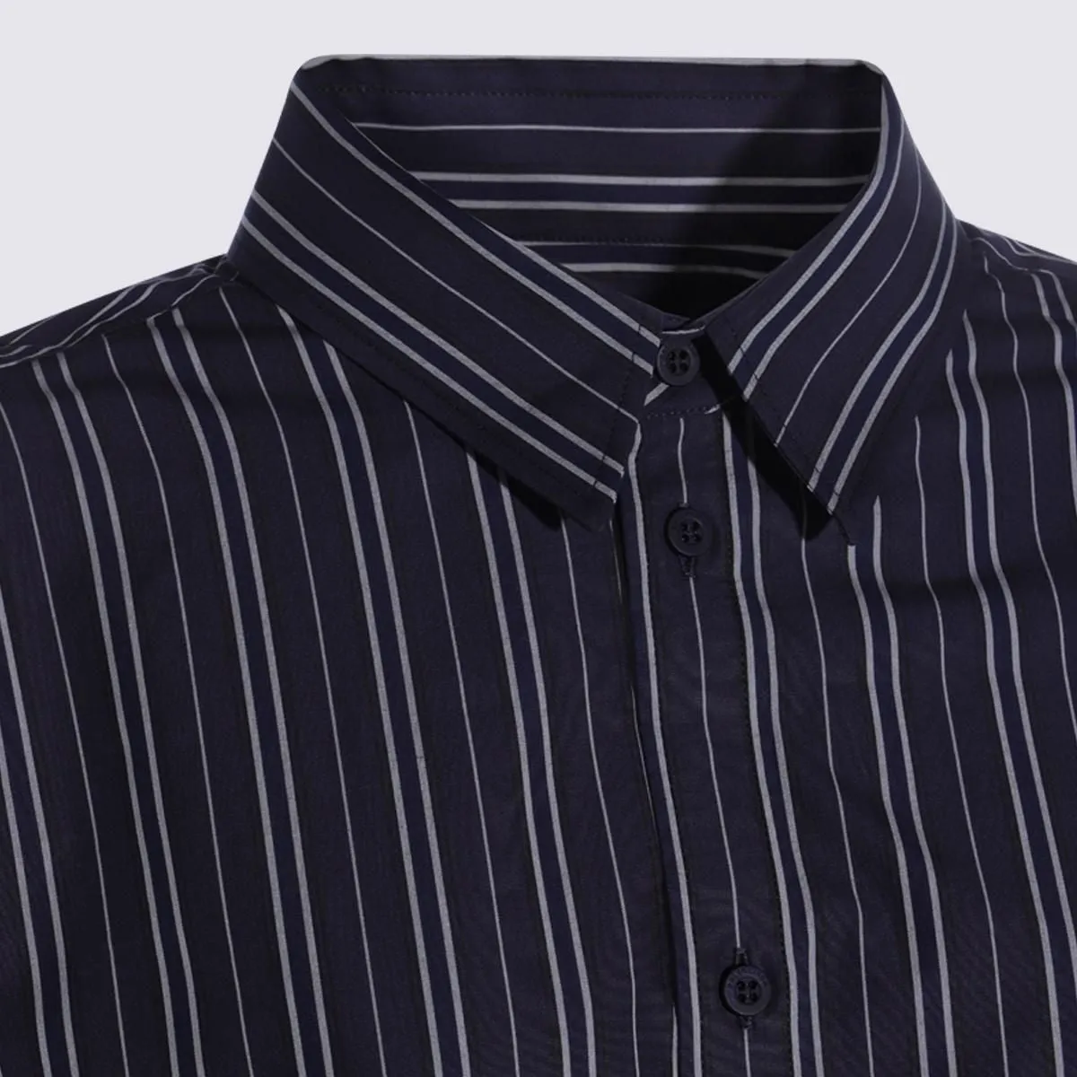 NAVY BLUE STRIPED COTTON SHIRT sold by Lord & Taylor product image thumbnail 3