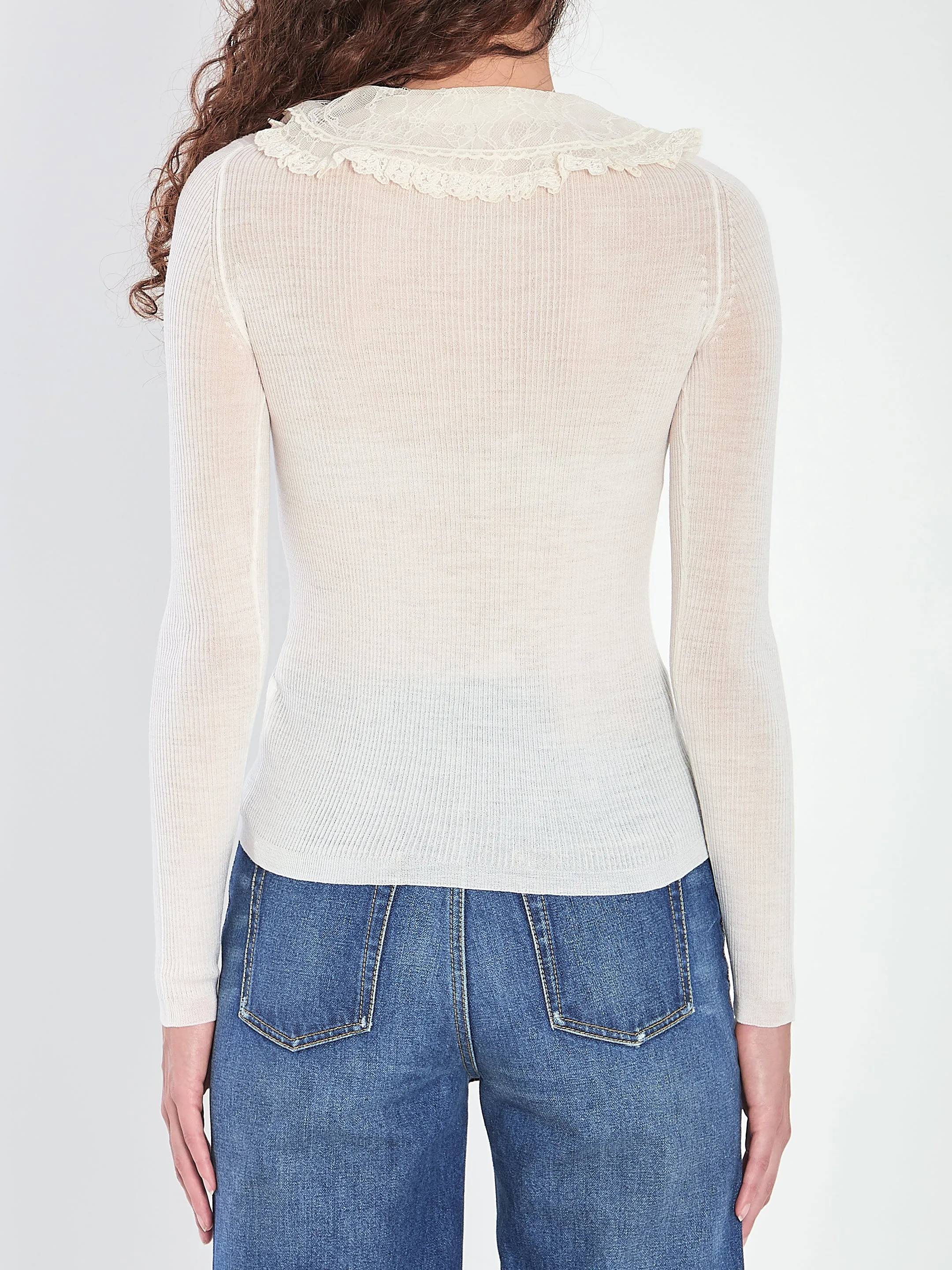 WHITE HENLEY SHIRT IN WOOL KNIT sold by Lord & Taylor product image thumbnail 4