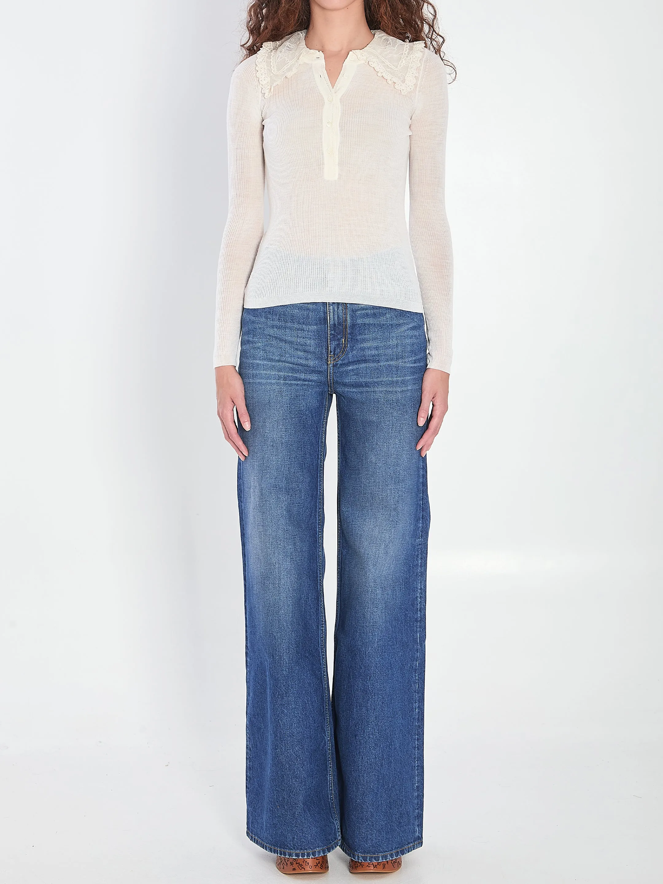 WHITE HENLEY SHIRT IN WOOL KNIT sold by Lord & Taylor product image thumbnail 5