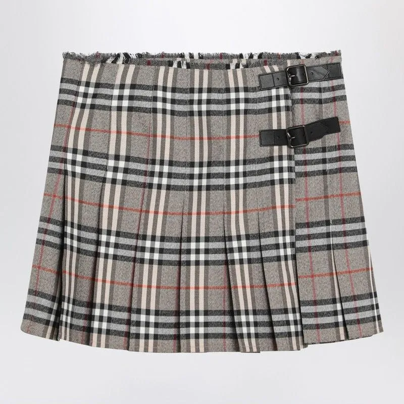 GREY WOOL KILT SKIRT WITH CHECK PATTERN sold by Lord & Taylor