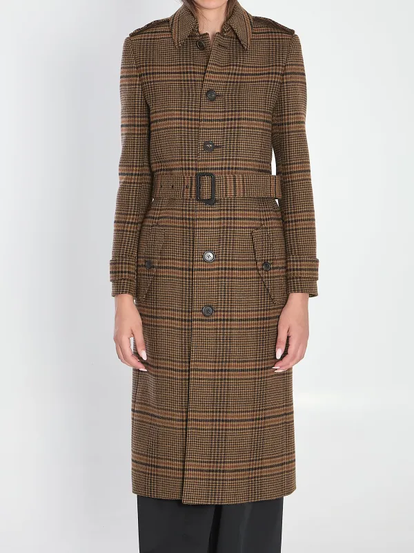LONG COAT IN PRINCE OF WALES WOOL sold by Lord & Taylor