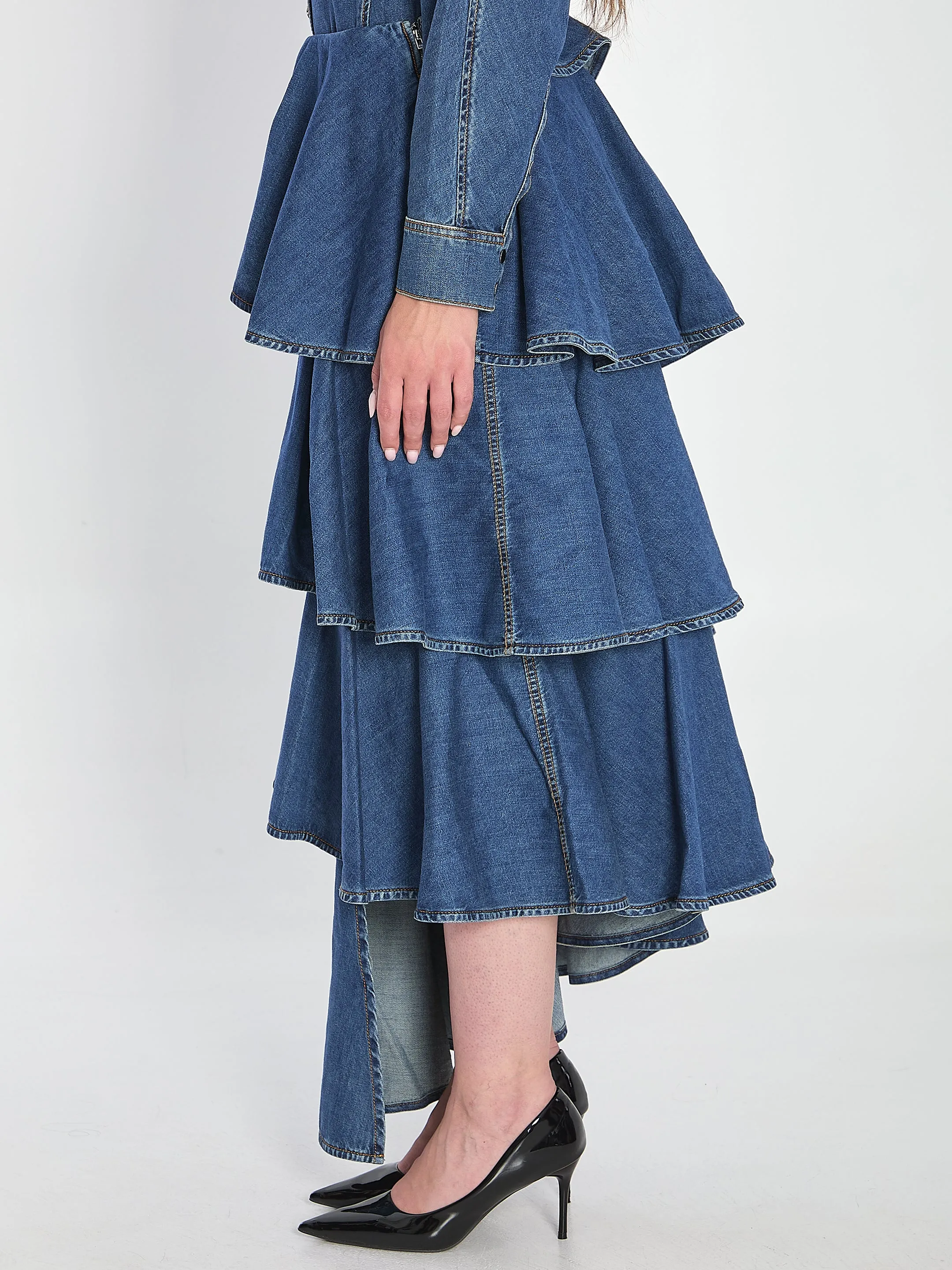 SPIRAL SKIRT IN DENIM sold by Lord & Taylor product image thumbnail 3