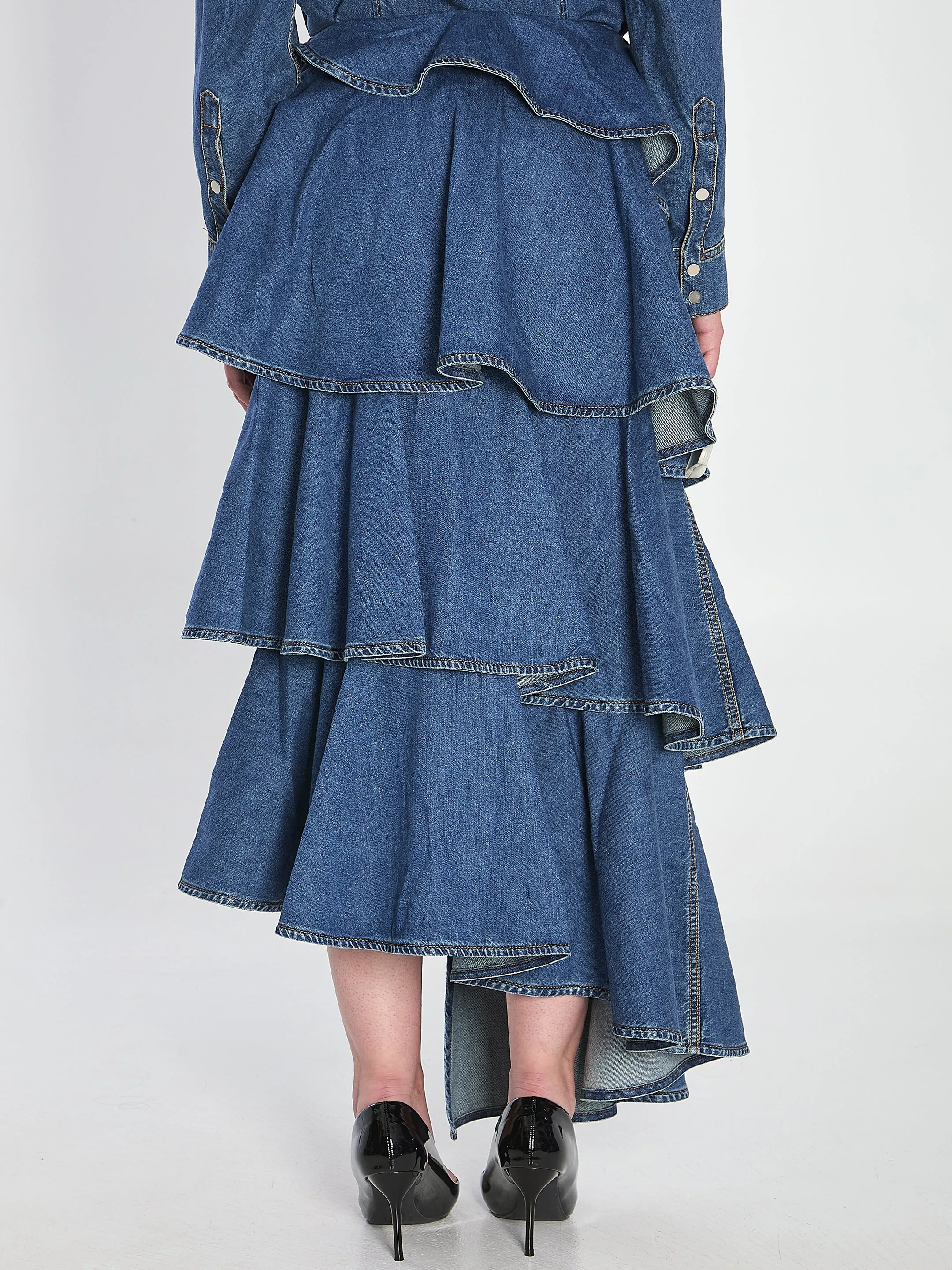 SPIRAL SKIRT IN DENIM sold by Lord & Taylor product image thumbnail 4