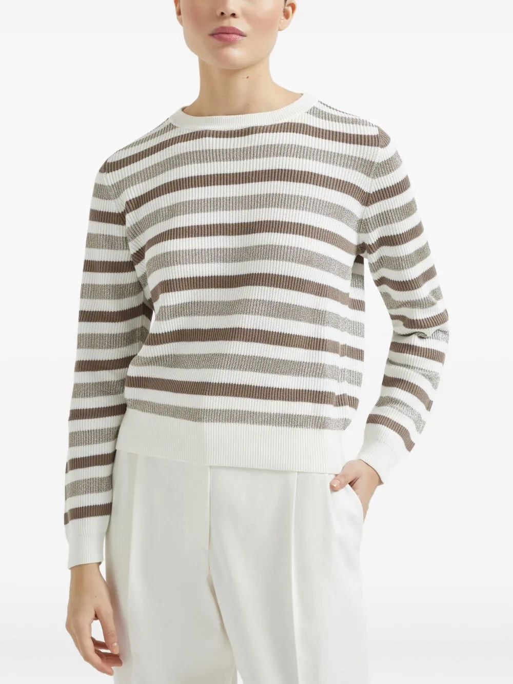 STRIPED COTTON CREWNECK SWEATER sold by Lord & Taylor product image thumbnail 3