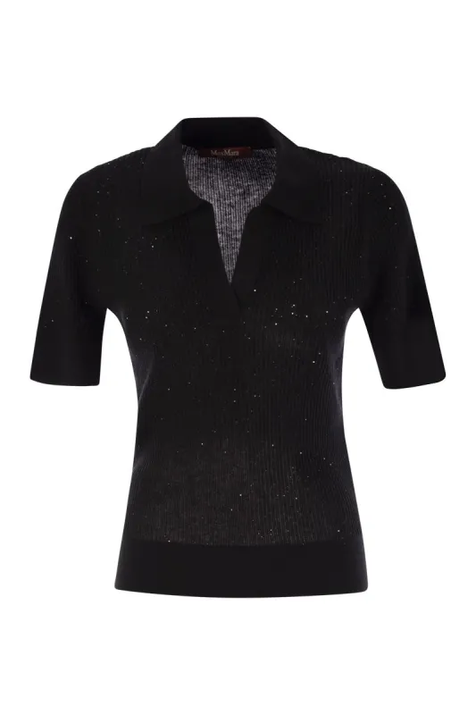 UBERTA - WOOL AND SILK POLO SHIRT WITH SEQUINS sold by Lord & Taylor
