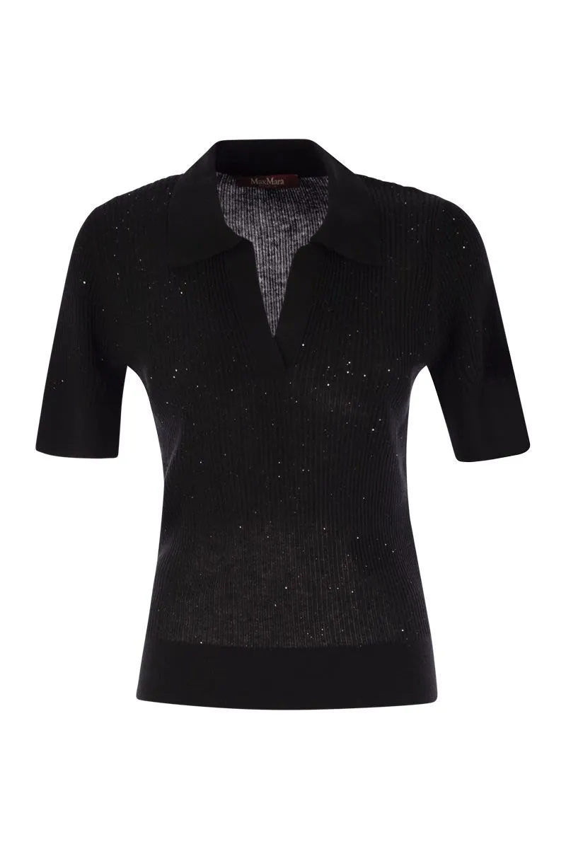UBERTA - WOOL AND SILK POLO SHIRT WITH SEQUINS sold by Lord & Taylor