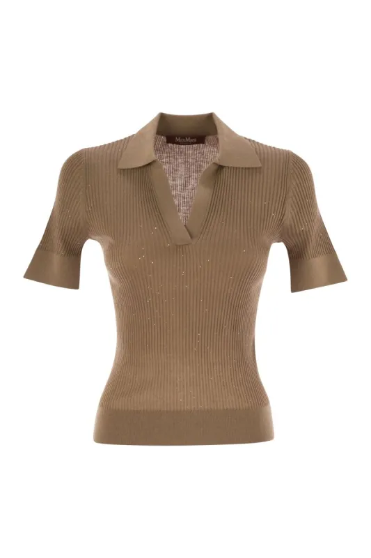 UBERTA - WOOL AND SILK POLO SHIRT WITH SEQUINS sold by Lord & Taylor