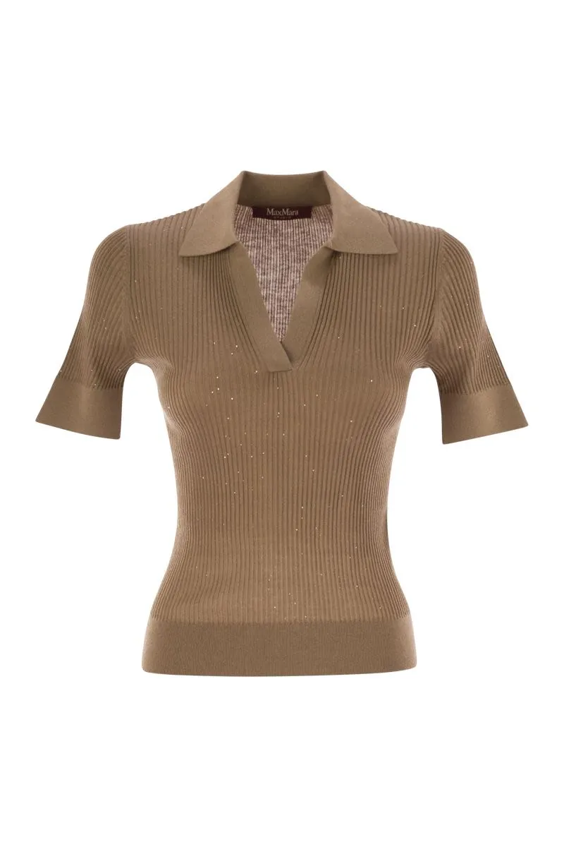UBERTA - WOOL AND SILK POLO SHIRT WITH SEQUINS sold by Lord & Taylor