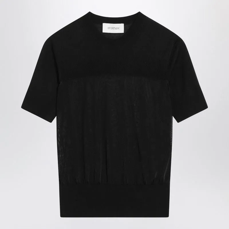 BLACK T-SHIRT IN VISCOSE AND WOOL sold by Lord & Taylor