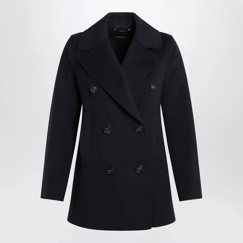 DOUBLE-BREASTED COAT IN MIDNIGHT BLUE WOOL sold by Lord & Taylor