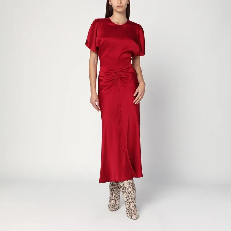 FUCHSIA PINK MIDI DRESS WITH GATHERED WAIST sold by Lord & Taylor