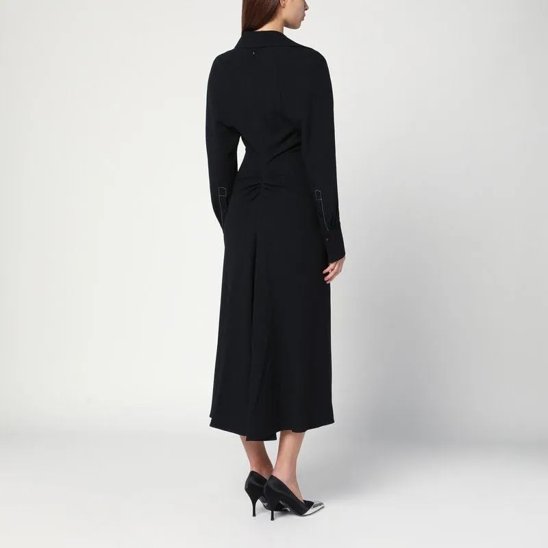 BLACK SATIN SHIRT DRESS MIDI sold by Lord & Taylor product image thumbnail 2