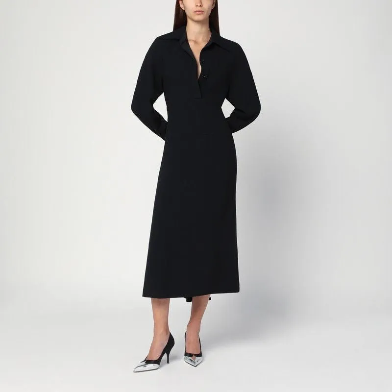 BLACK SATIN SHIRT DRESS MIDI sold by Lord & Taylor