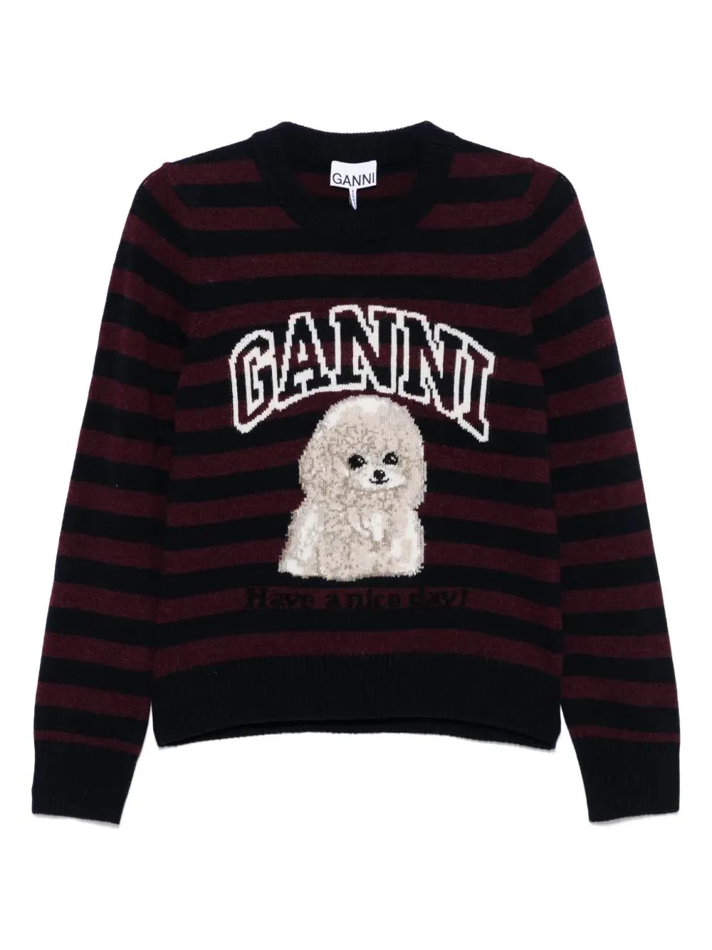 GRAPHIC WOOL MIX POODLE STRIPE CREWNECK sold by Lord & Taylor
