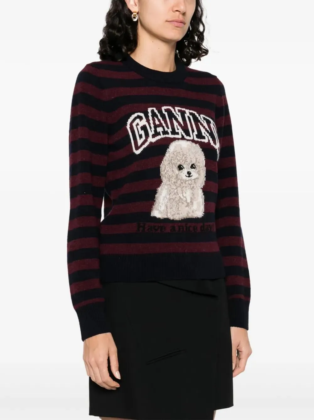 GRAPHIC WOOL MIX POODLE STRIPE CREWNECK sold by Lord & Taylor product image thumbnail 3