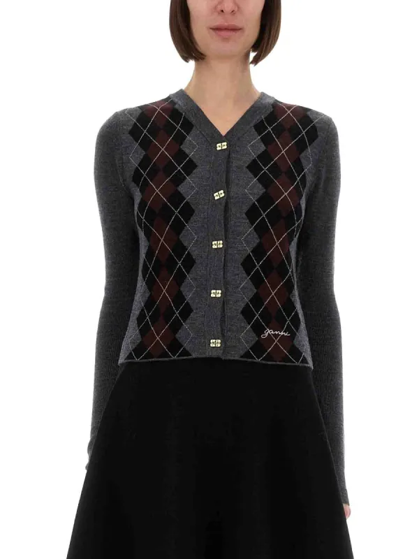 JACQUARD WOOL CARDIGAN sold by Lord & Taylor