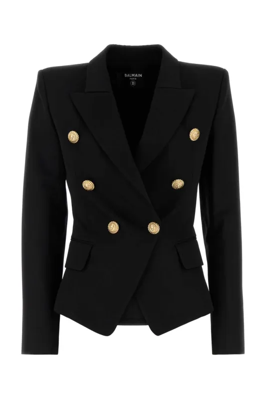 BLACK WOOL BLAZER made by Balmain