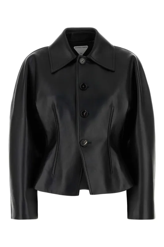 BLACK LEATHER JACKET made by Bottega Veneta