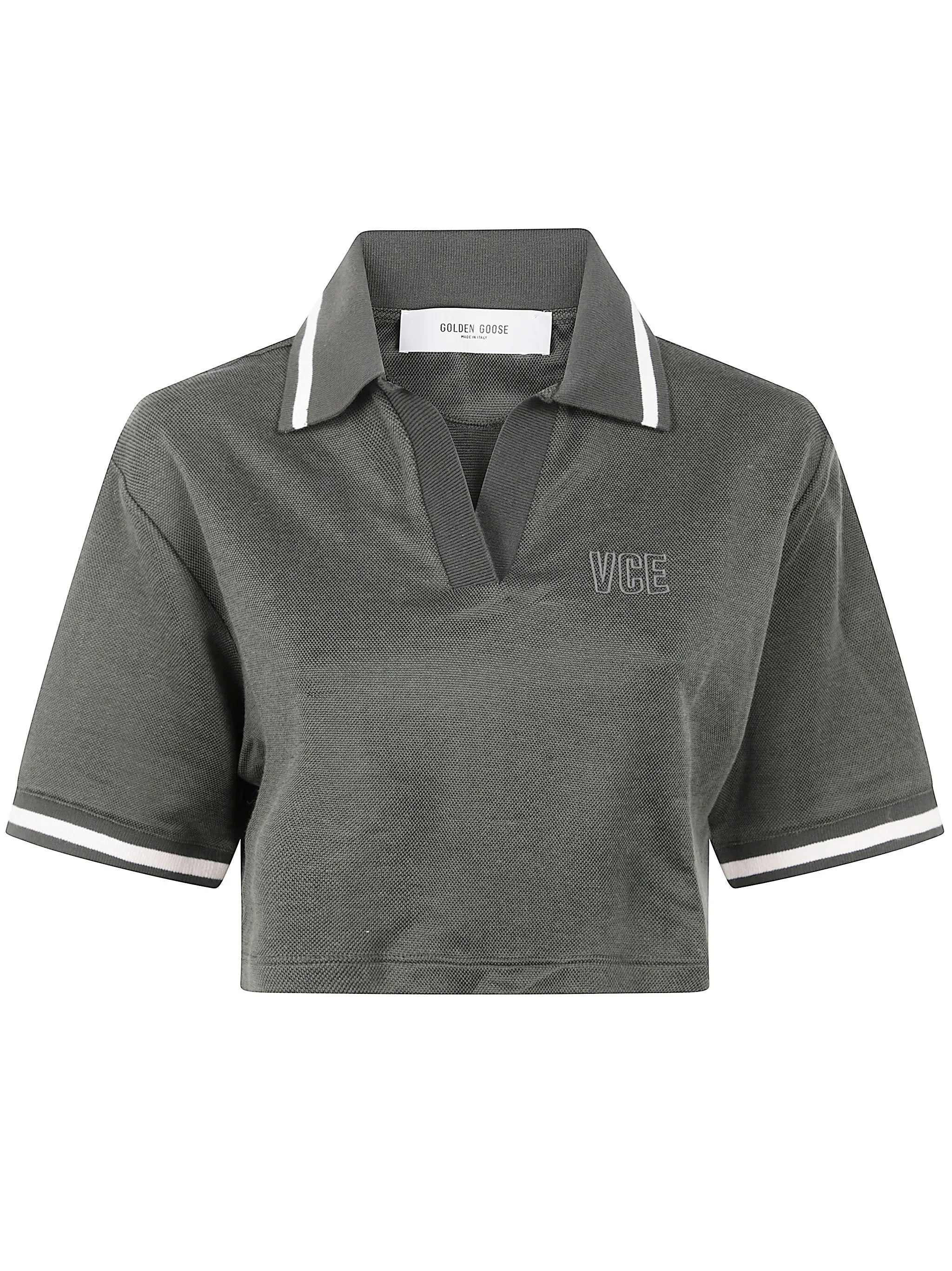 "JOURNEY W`S" MEDIUM CROP POLO FLUID JERSEY KNITTED RIB MICRO PIQUET TONAL EMBROIDERY sold by Lord & Taylor