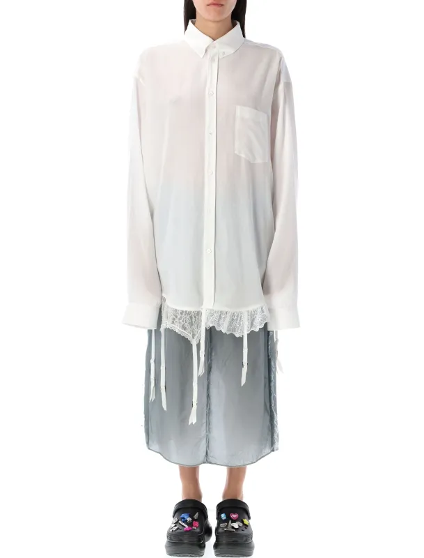 WHITE LYOCELL OVERSIZE SHIRT sold by Lord & Taylor