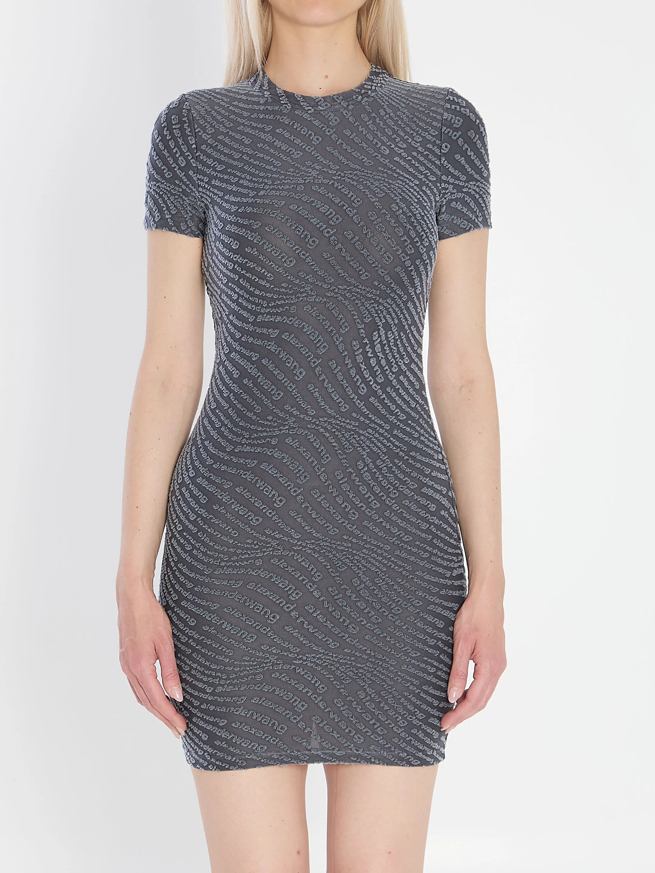 DARK GREY STRETCH POLYESTER MINI DRESS sold by Lord & Taylor