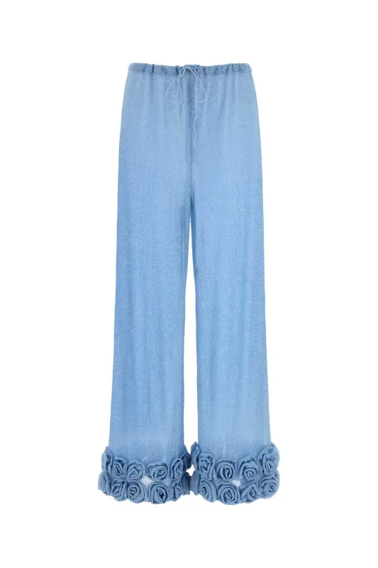LIGHT-BLUE NYLON WIDE-LEG PANT sold by Lord & Taylor