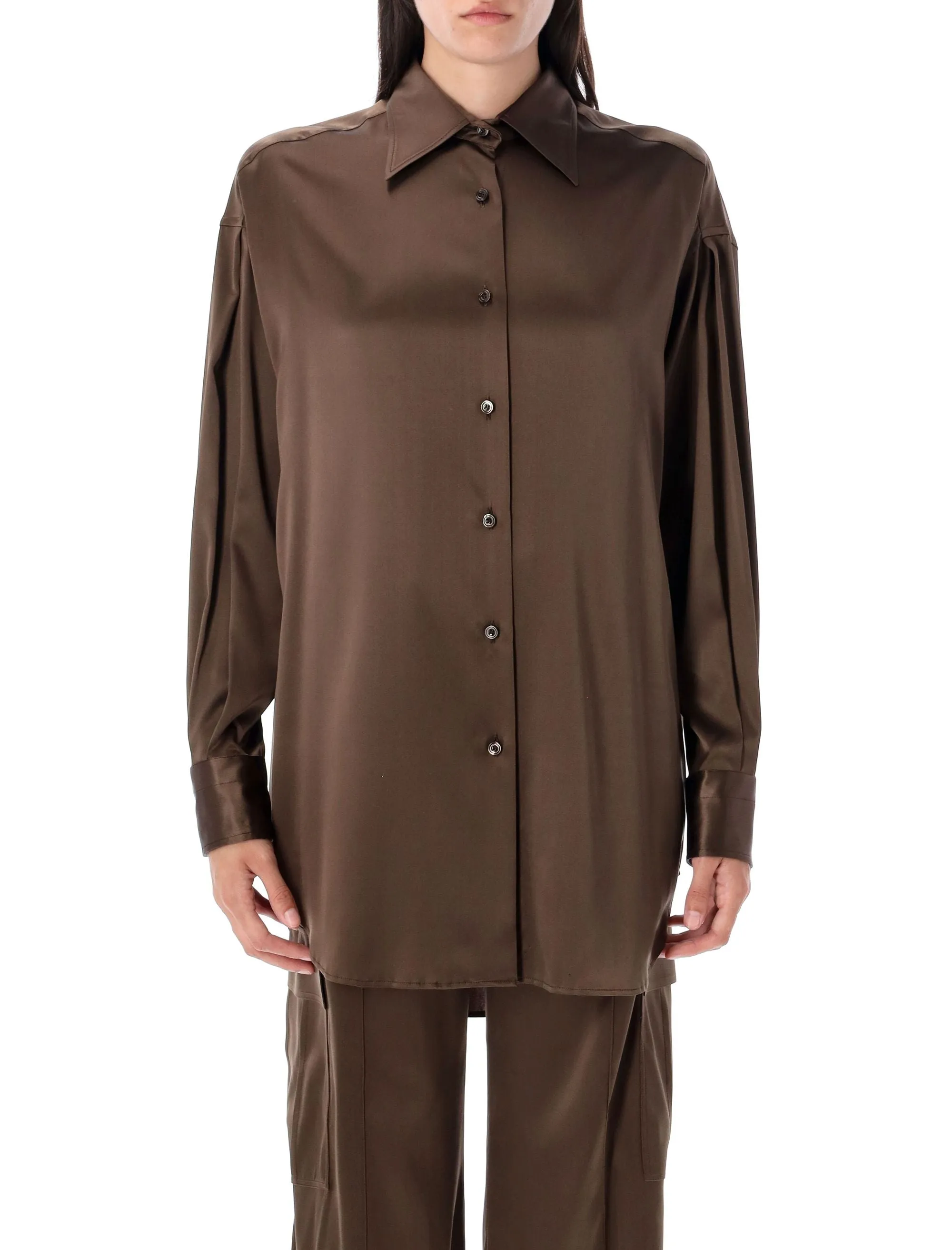 STRETCH SILK SATIN RELAXED FIT SHIRT sold by Lord & Taylor