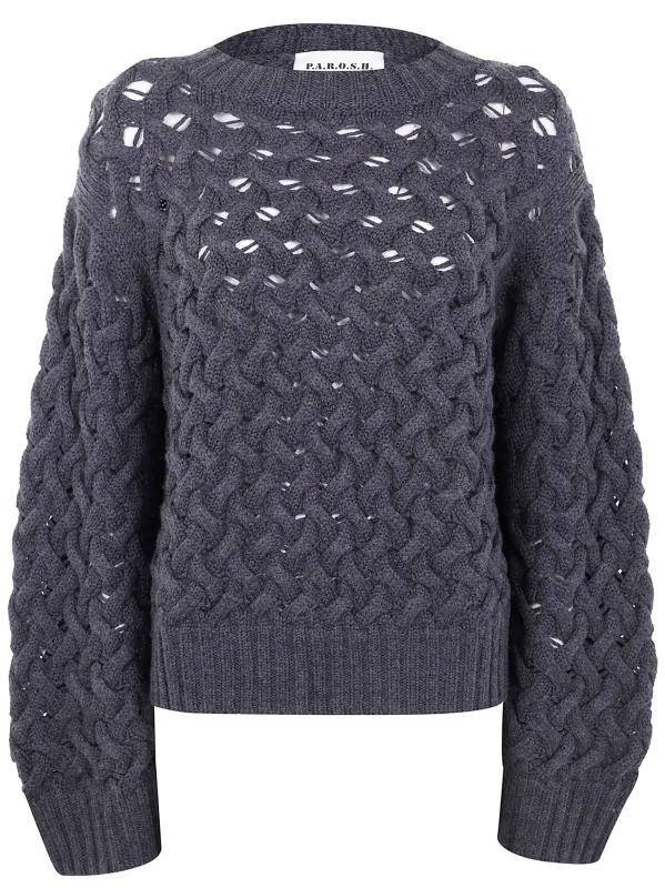 ROUND NECK BASKET STITCH SWEATER sold by Lord & Taylor