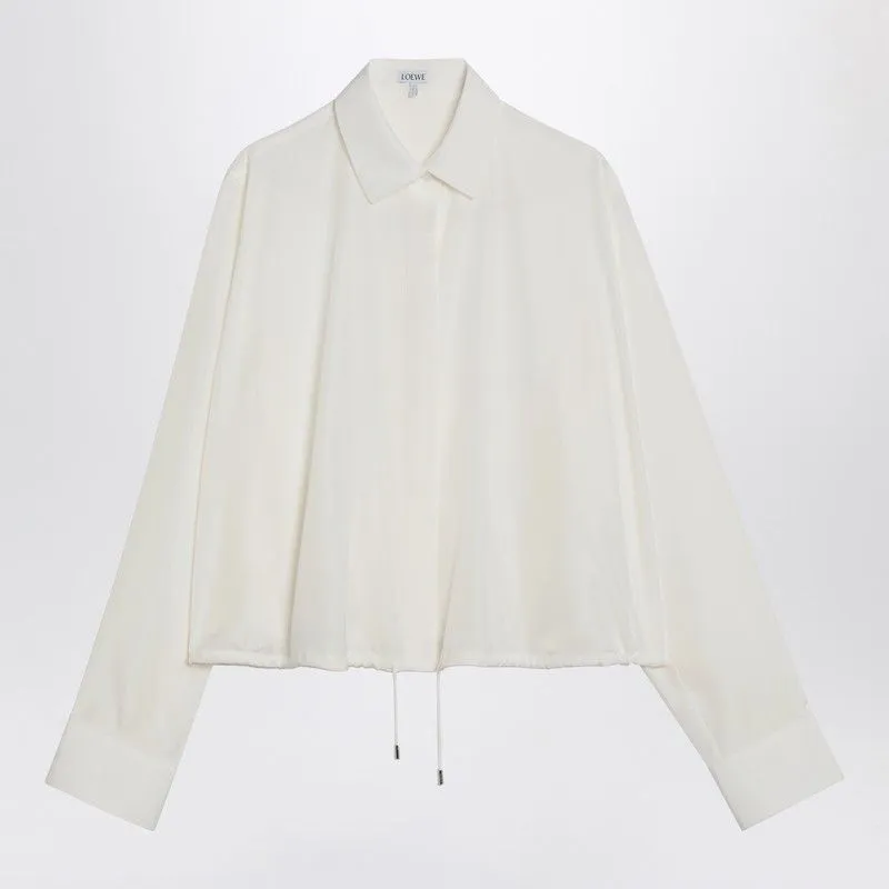 WHITE BALLOON-SLEEVE SILK SHIRT sold by Lord & Taylor