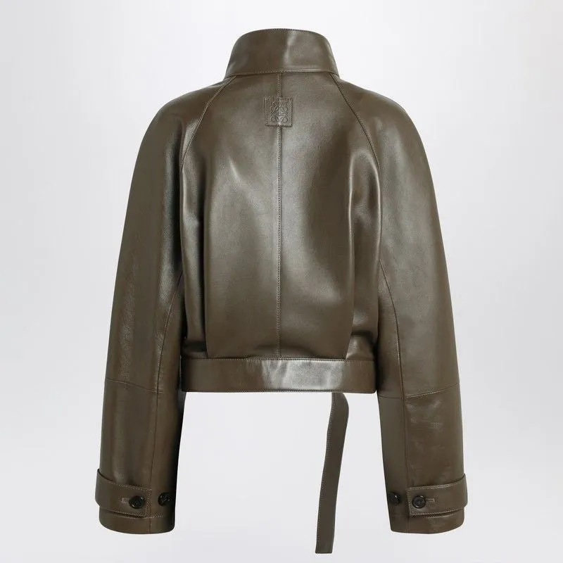 KHAKI GREEN LEATHER JACKET WITH BELT sold by Lord & Taylor product image thumbnail 2