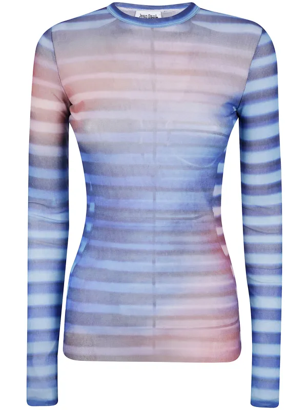MESH LONG SLEEVES TOP PRINTED "AIR" sold by Lord & Taylor