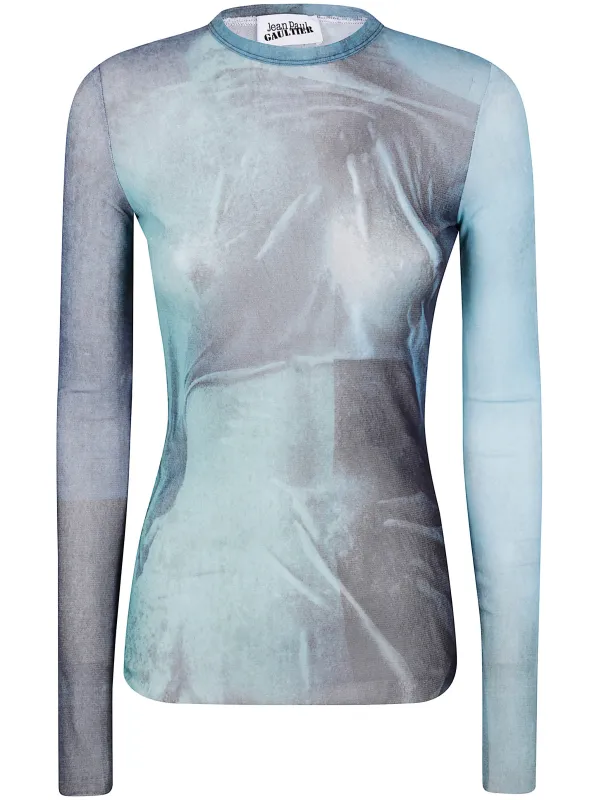 MESH LONG SLEEVES TOP PRINTED "WATER" sold by Lord & Taylor