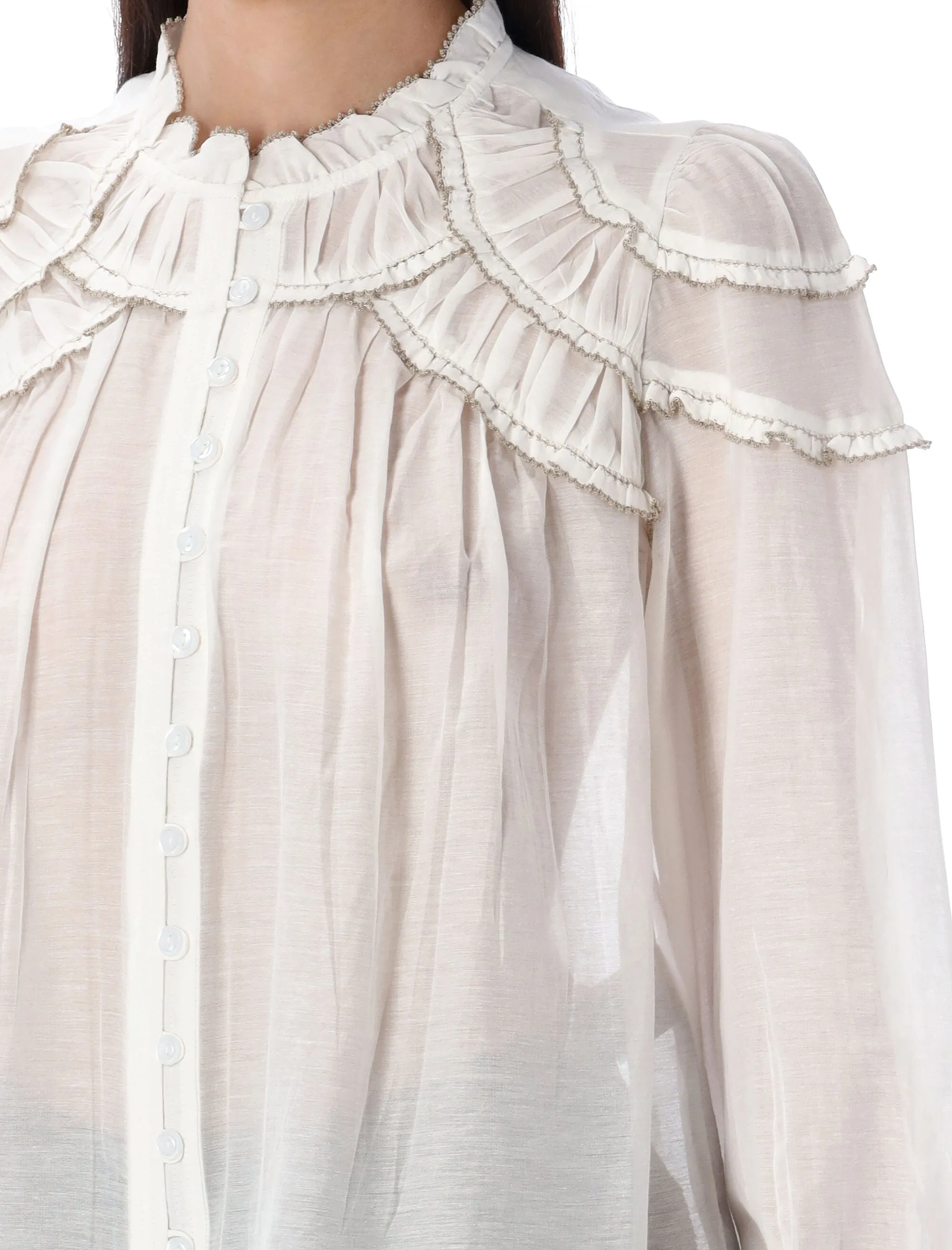 CHRISTA GATHERED COTTON BLOUSE sold by Lord & Taylor product image thumbnail 3