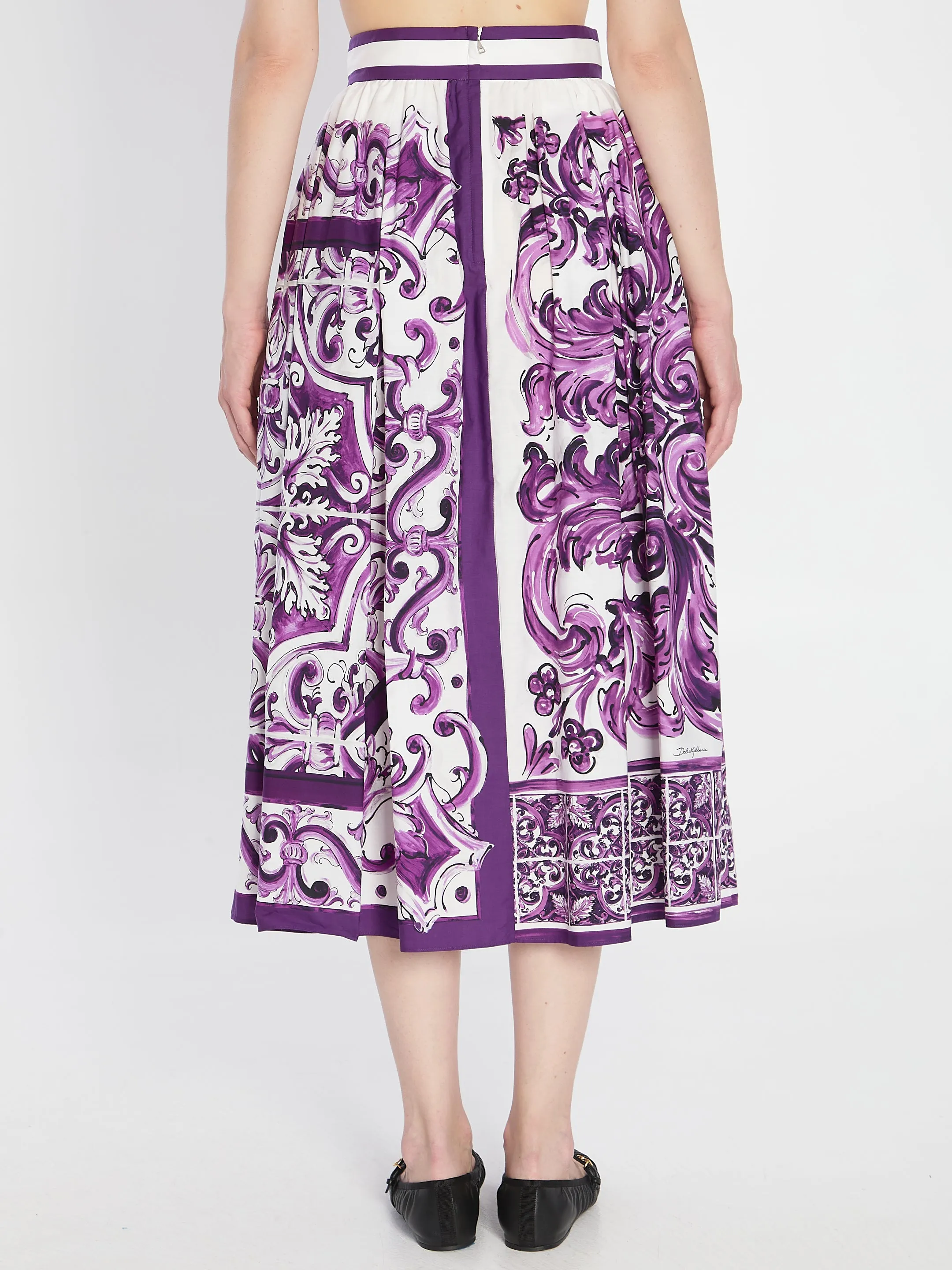 PURPLE MAIOLICA PRINT SKIRT IN POPLIN sold by Lord & Taylor product image thumbnail 4