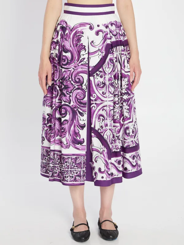 PURPLE MAIOLICA PRINT SKIRT IN POPLIN sold by Lord & Taylor