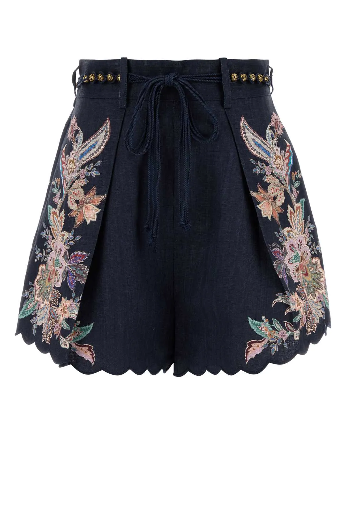 RHIANNON TUCK PRINTED LINEN SHORTS sold by Lord & Taylor