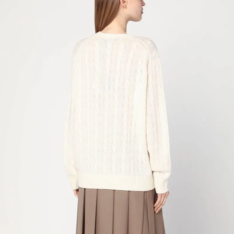 CREAM-COLORED CABLE-KNIT SWEATER IN WOOL AND CASHMERE sold by Lord & Taylor