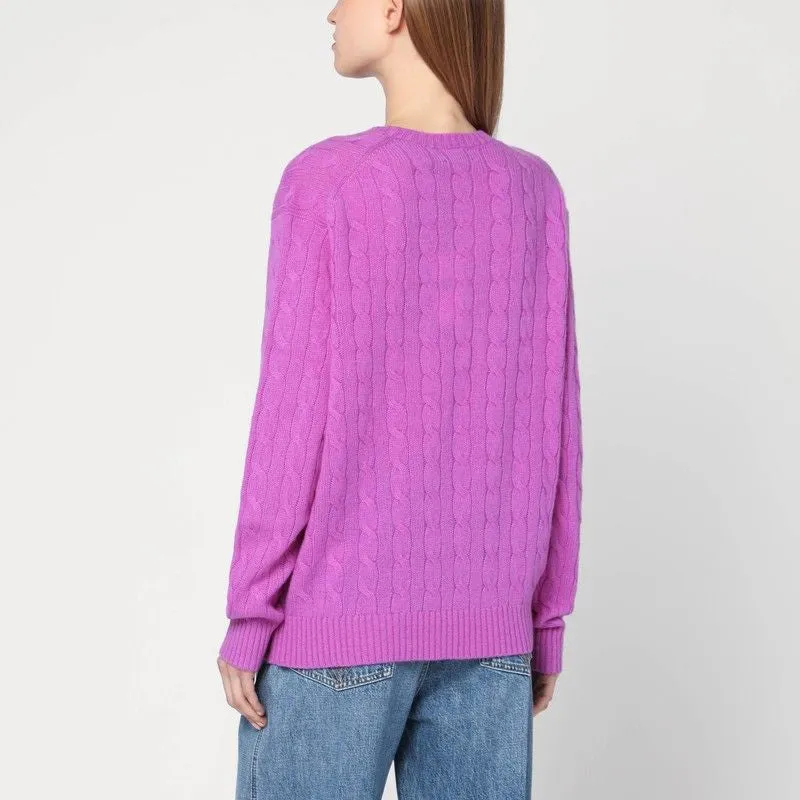 PURPLE CABLE-KNIT SWEATER IN WOOL AND CASHMERE sold by Lord & Taylor