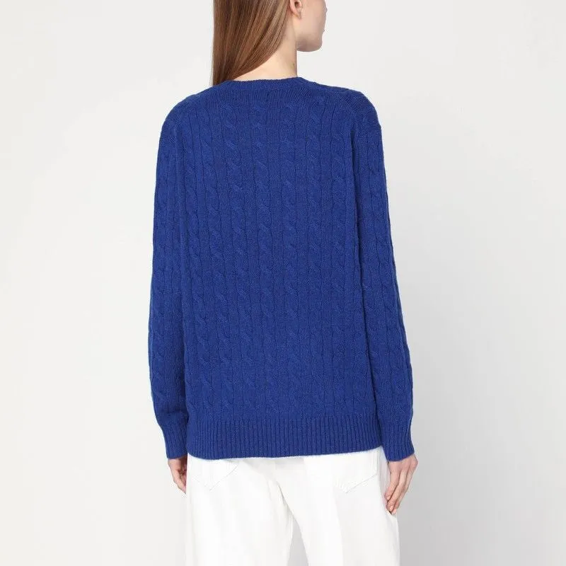 COBALT BLUE CABLE-KNIT SWEATER IN WOOL AND CASHMERE sold by Lord & Taylor