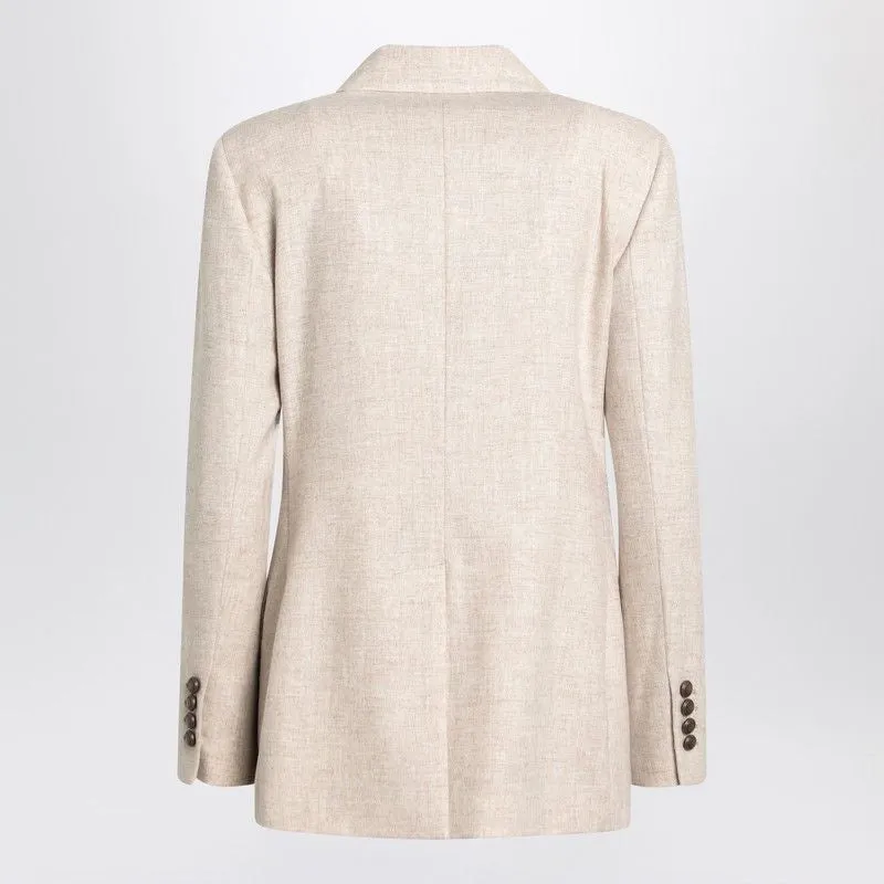 BEIGE DOUBLE-BREASTED JACKET IN WOOL AND CASHMERE sold by Lord & Taylor