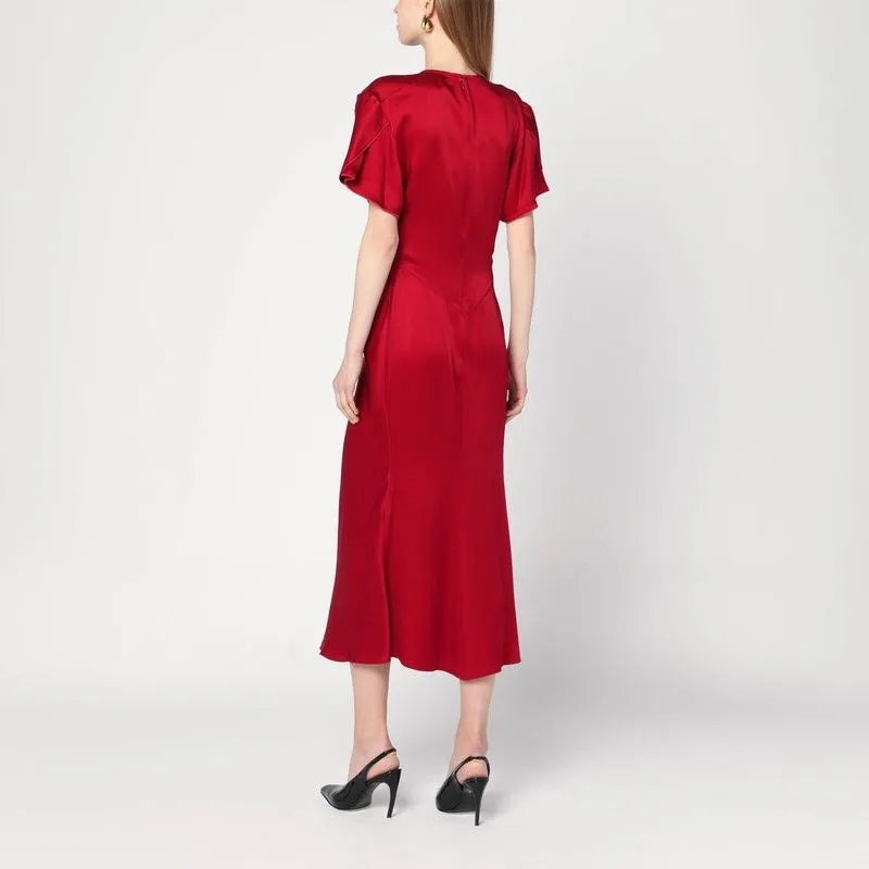 FUCHSIA PINK MIDI DRESS WITH GATHERED WAIST sold by Lord & Taylor
