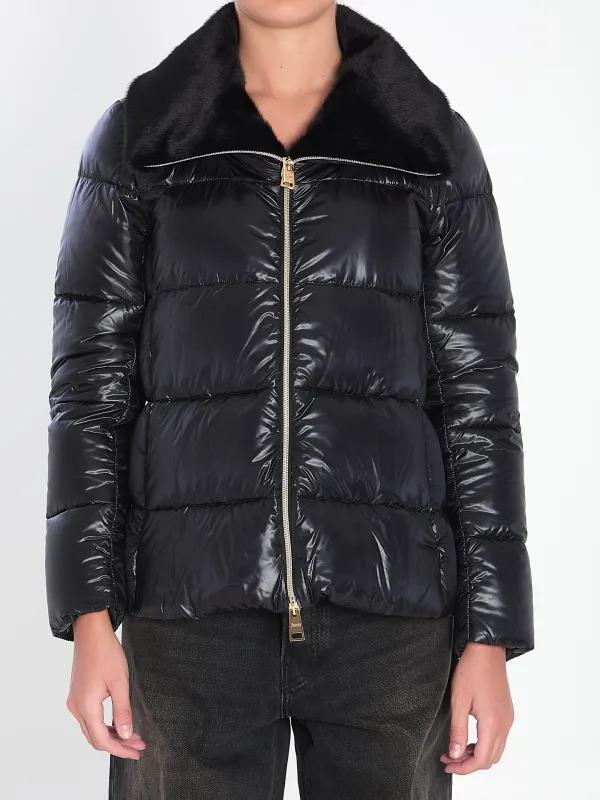 LIGHT PUFFER WITH COLLAR FUR sold by Lord & Taylor