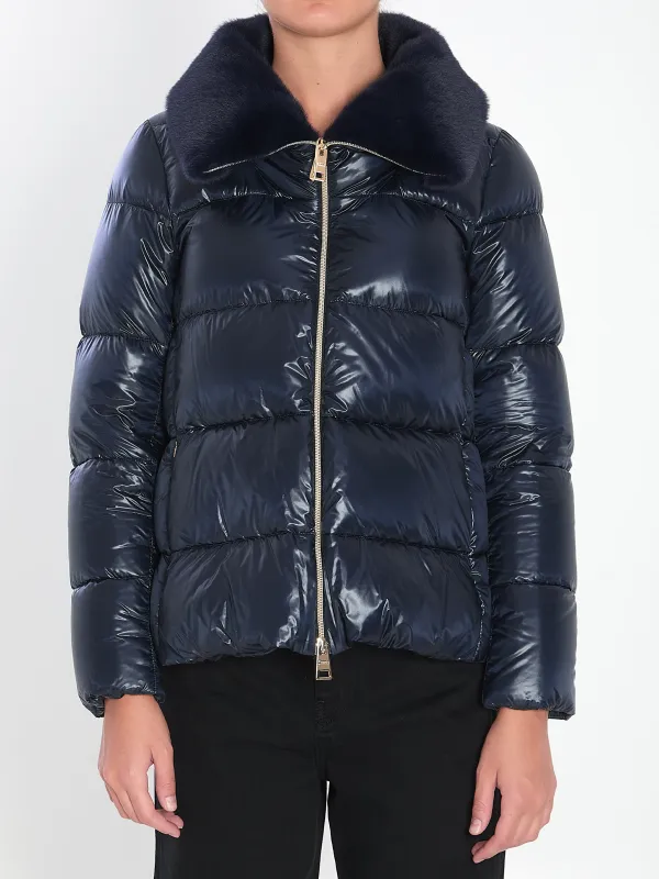 LIGHT PUFFER WITH COLLAR FUR sold by Lord & Taylor