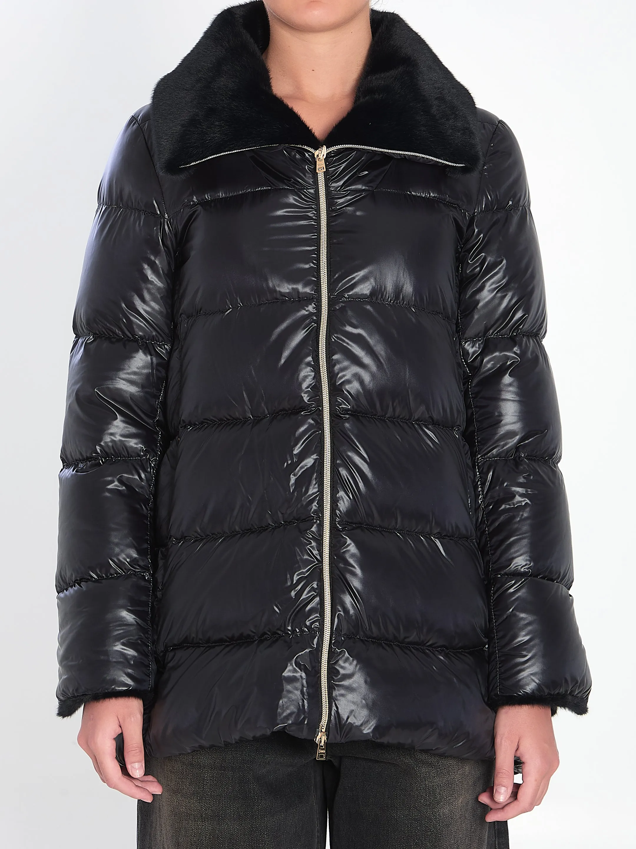 LIGHT PUFFER WITH COLLAR FUR sold by Lord & Taylor