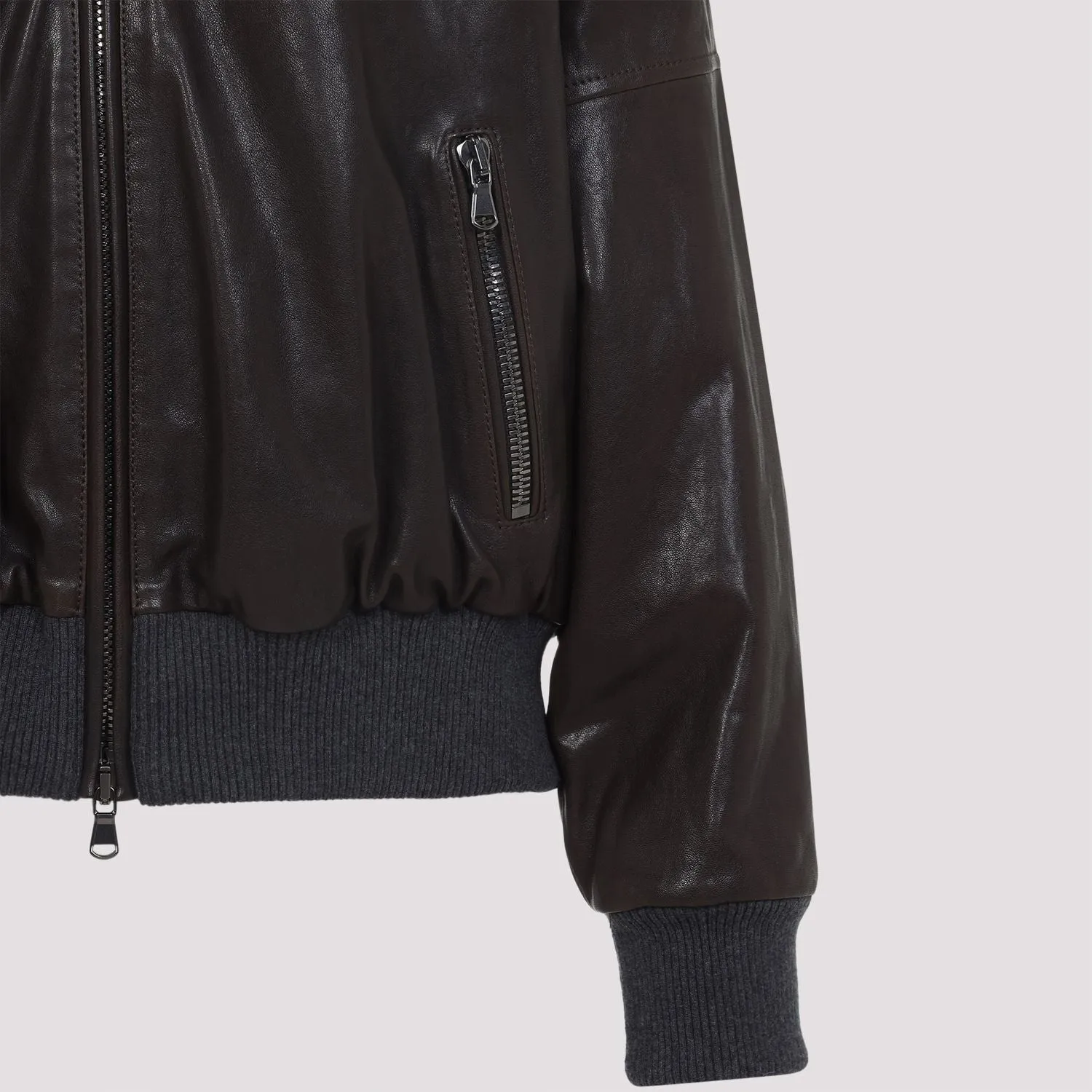 LEATHER BOMBER JACKET sold by Lord & Taylor product image thumbnail 5