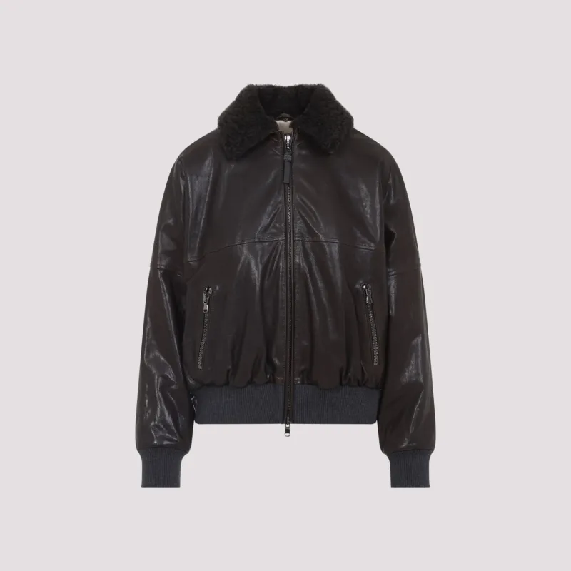 LEATHER BOMBER JACKET sold by Lord & Taylor